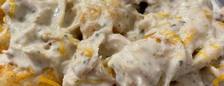 Crockpot Ranch Chicken and Tater Tot Bake