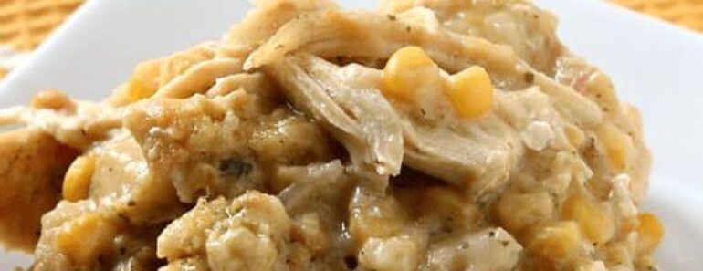 Crockpot Chicken Stuffing Delight
