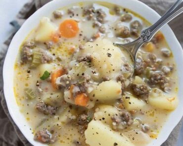 👉Creamy Potato and Hamburger Soup