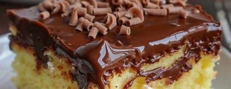 Boston Cream Poke Cake