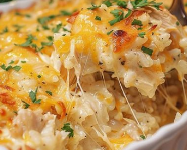 👉Cheesy Angel Chicken and Rice Casserole