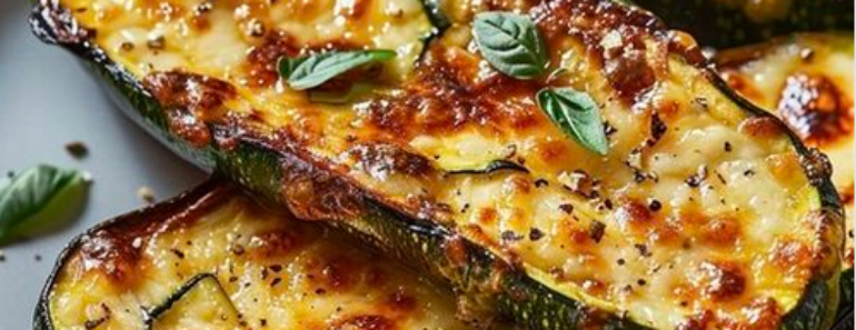 Cheesy Garlic Zucchini Steaks