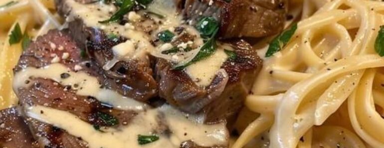 Olive Garden-Inspired Steak Gorgonzola Alfredo