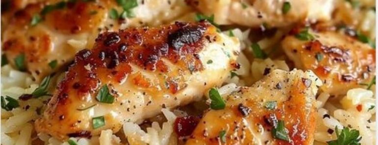 Chicken Scampi with Garlic Parmesan Rice