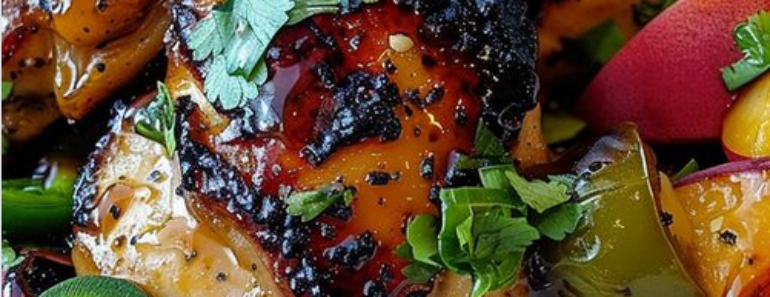 Grilled Peach-Jalapeño Glazed Chicken Thighs