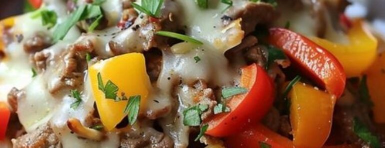 Crockpot Cheesesteak Potato Casserole