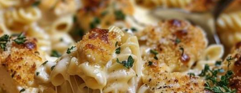 👉CreamyGarlic Parmesan Chicken Pasta Bake