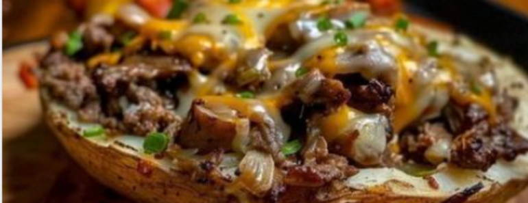 Philly Cheesesteak Baked Potato