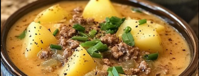 Crockpot Creamy Potato and Hamburger Soup