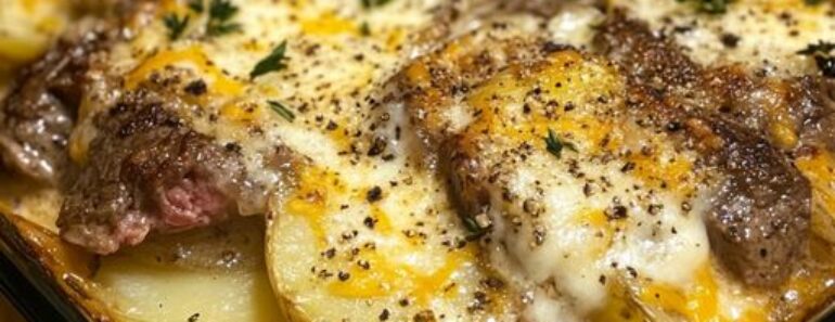 👉Cheesesteak Potato Au Gratin