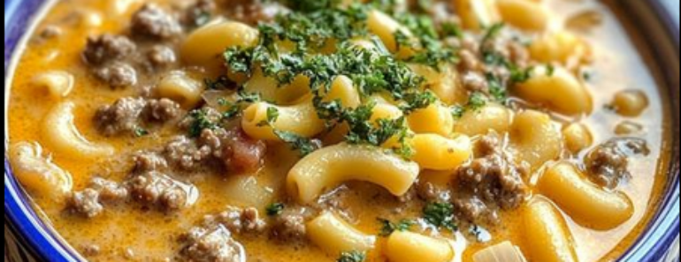 One Pot Macaroni Cheeseburger Soup