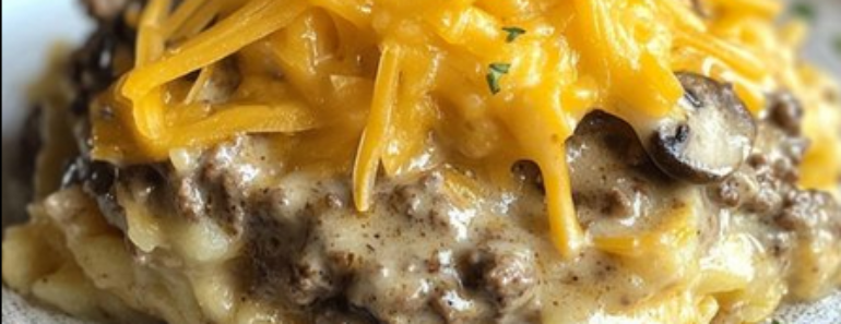Creamy Hamburger Hash Brown Casserole