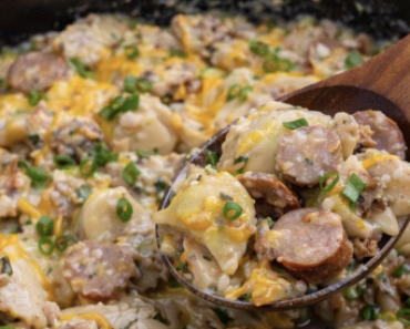 Crockpot Pierogi Casserole with Kielbasa
