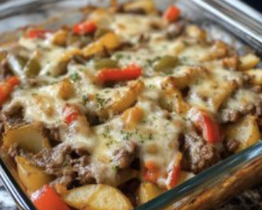 CrockpotPhilly Cheesesteak PotatoCasserole