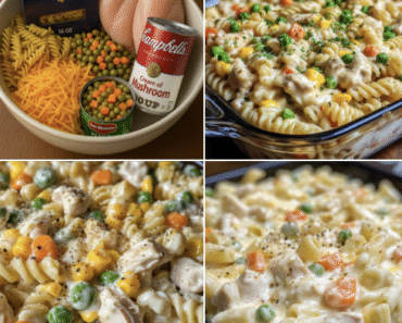 Creamy Chicken Pot Pie Pasta Bake